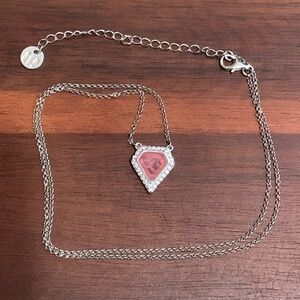Bomb Party 925 silver necklace with pink stone pendant